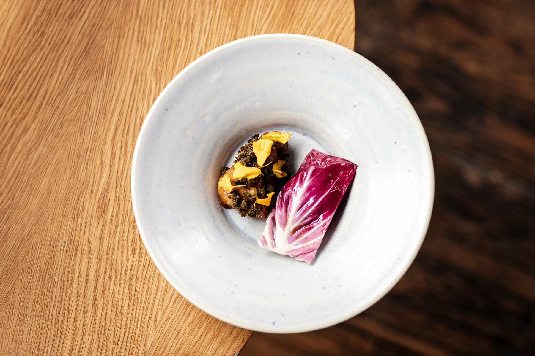 Seasonal dish with radicchio at De Matroos en het Meisje in Katendrecht